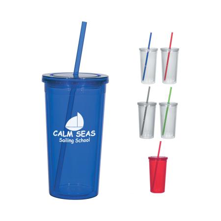 24 Oz. Double Wall Acrylic Tumbler With Straw 1