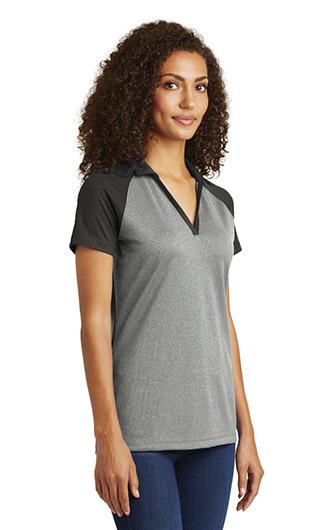 Sport-Tek Women's PosiCharge RacerMesh Raglan Heather Block Polo 1