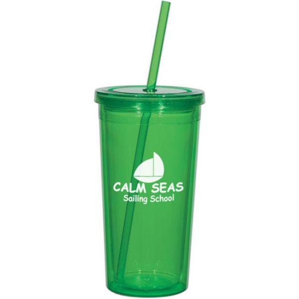 24Oz Double Wall Plastic Tumblers with Lids and Straws