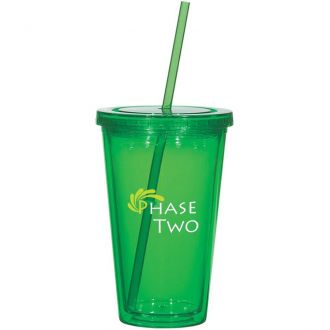 24oz Colored Acrylic Reusable Cups with Lids and Straws Double